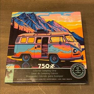 Ceaco Colorful Camping Glow in the Dark 750 pc Jigsaw Puzzle NEW Sealed